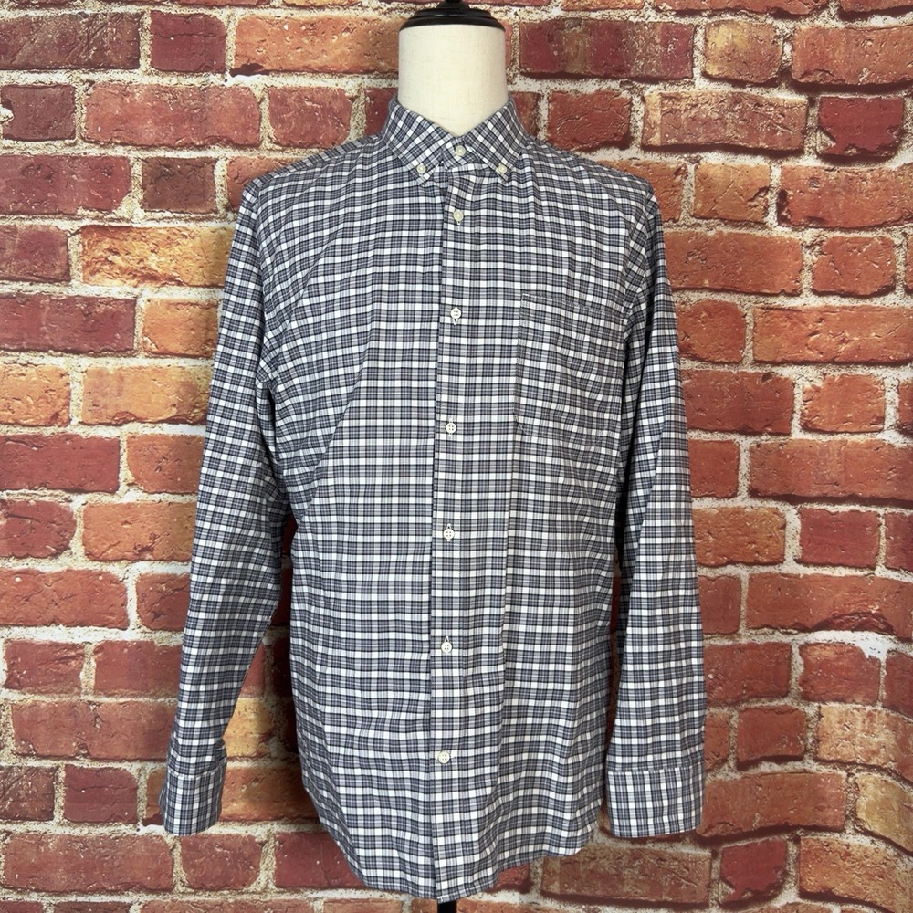Banana Republic Oxford Shirt Tailored Fit Long Sleeve Plaid Shirt Size XXL